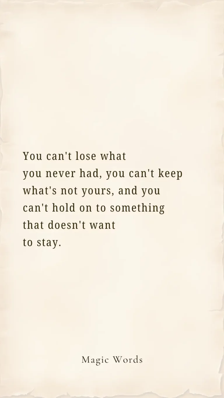 You Can't Lose What You Never Had Embracing the Art of Letting Go