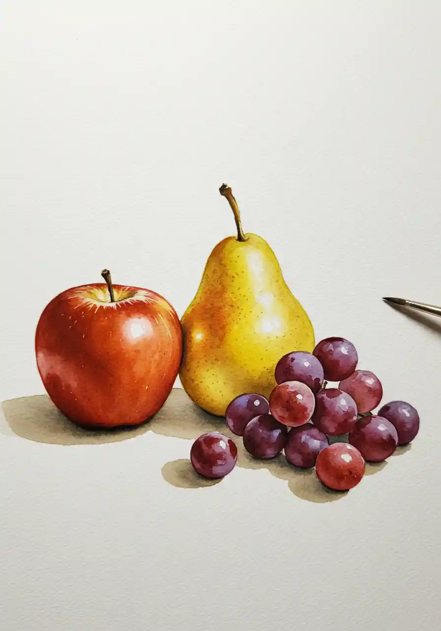 Watercolor fruit drawing basics