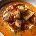 Creamy Tomato Bisque with Grilled Cheese Croutons