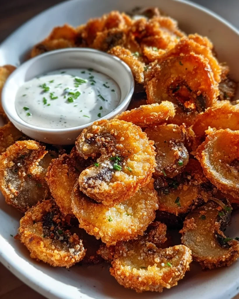 Fried Sliced Mushrooms with Ranch