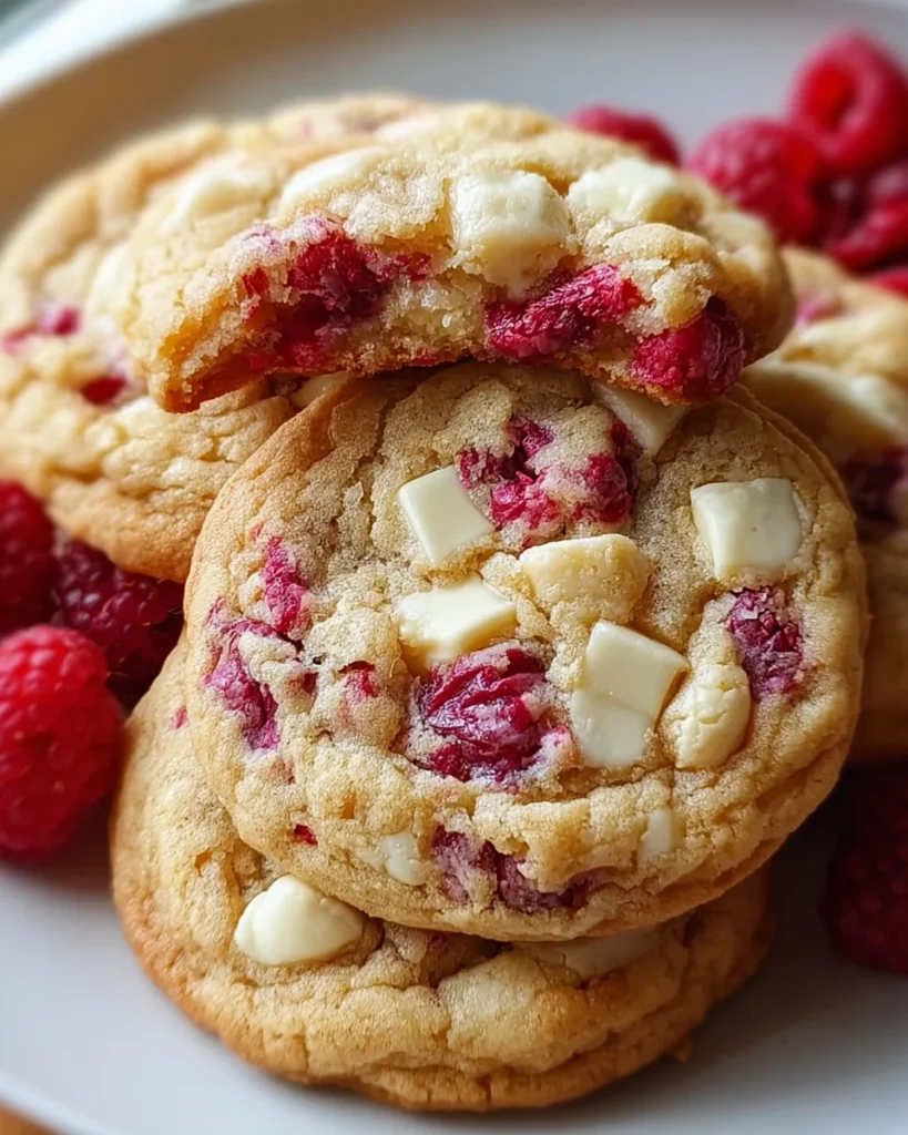 Gooey Raspberry White Chocolate Cookies
