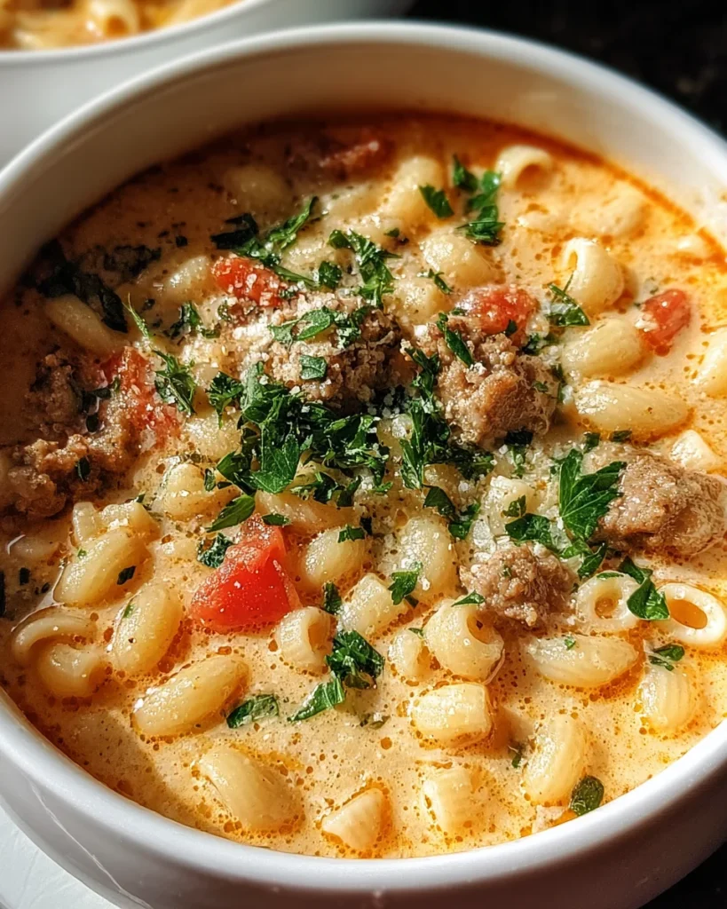 Parmesan Italian Sausage Ditalini Soup