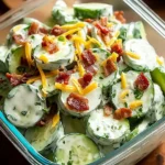 Creamy Cucumber Salad with Bacon and Cheese