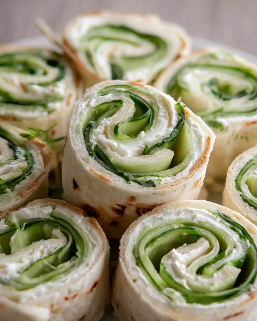 Cucumber and Cream Cheese Sandwich Rolls (with Lavash Bread)