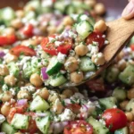 Easy Chickpea Cucumber Salad with Feta and Tomatoes