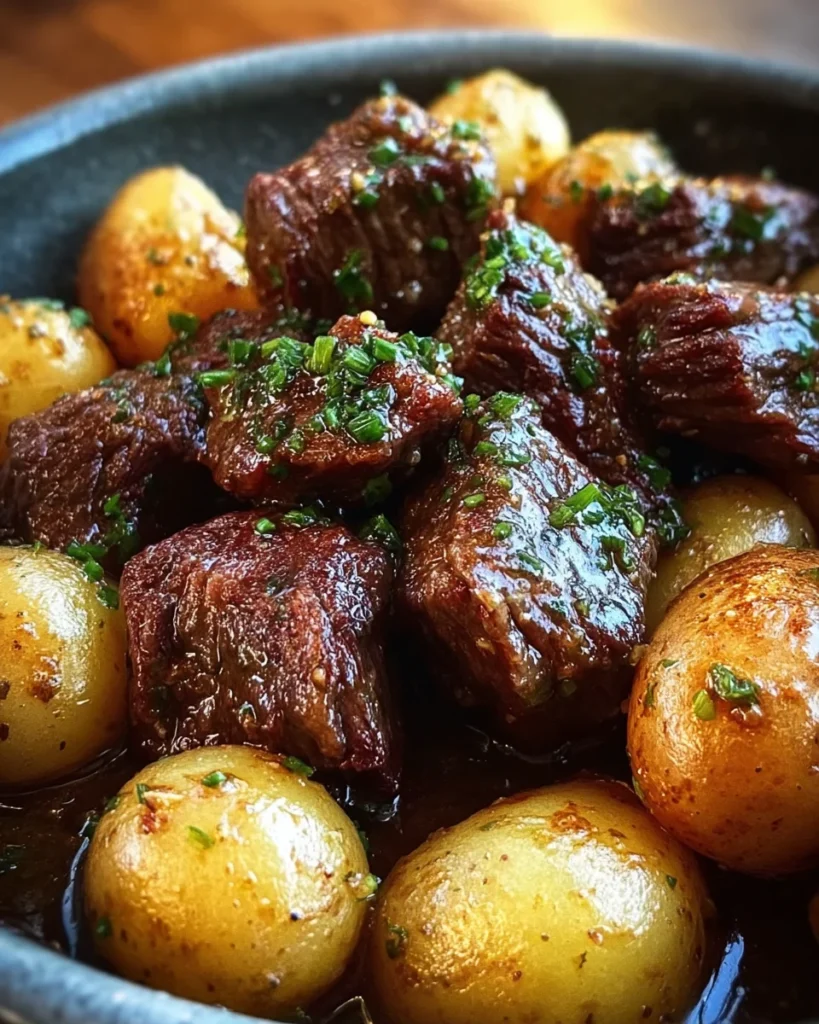 Garlic Butter Beef Bites with Potatoes
