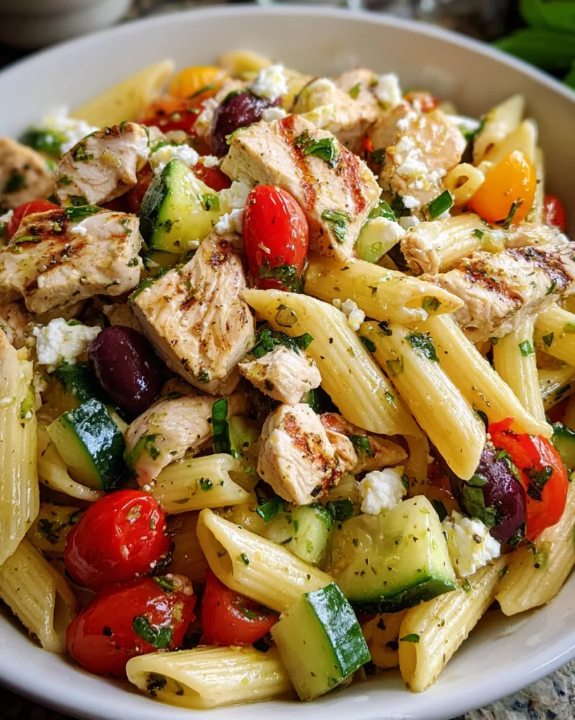 Mediterranean Chicken Pasta Salad