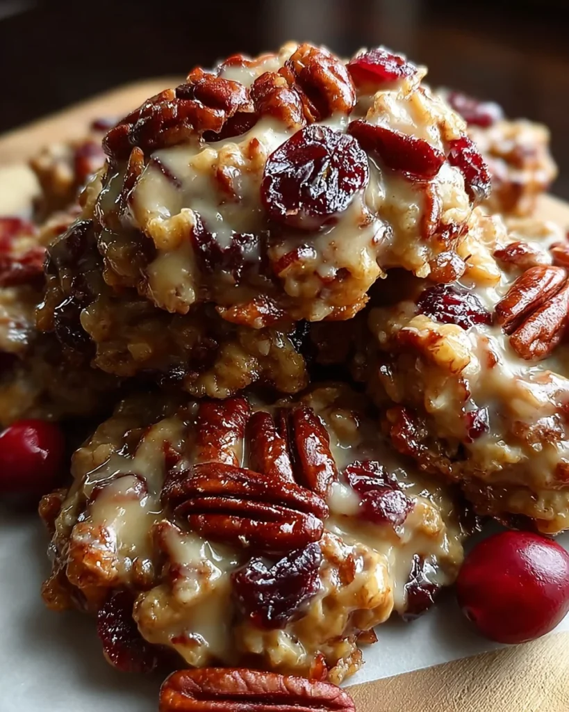 No-Bake Cranberry Pecan Praline Cookies