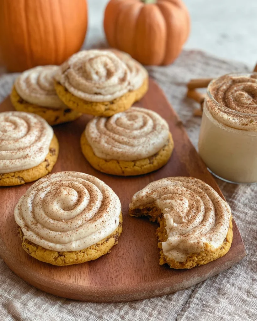 Soft Pumpkin Cookies with Cinnamon Frosting