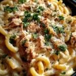 The Best Crockpot Garlic Parmesan Chicken Pasta Recipe