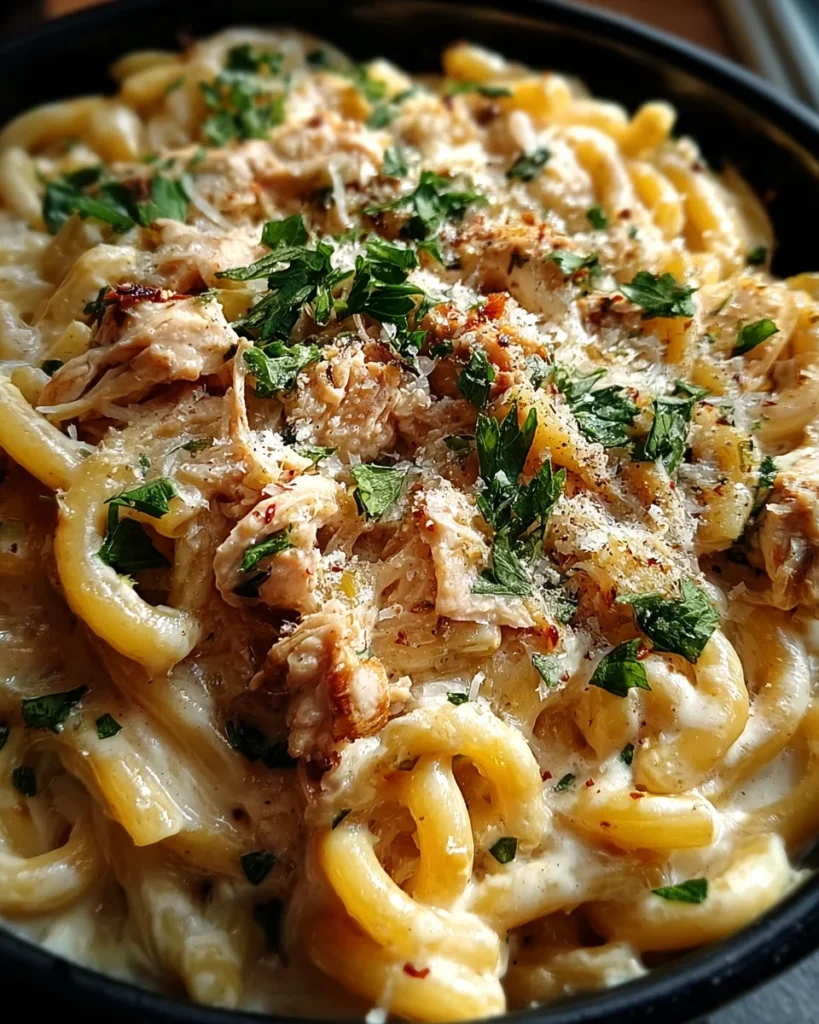 The Best Crockpot Garlic Parmesan Chicken Pasta Recipe