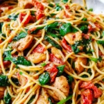 Tomato Spinach Chicken Spaghetti