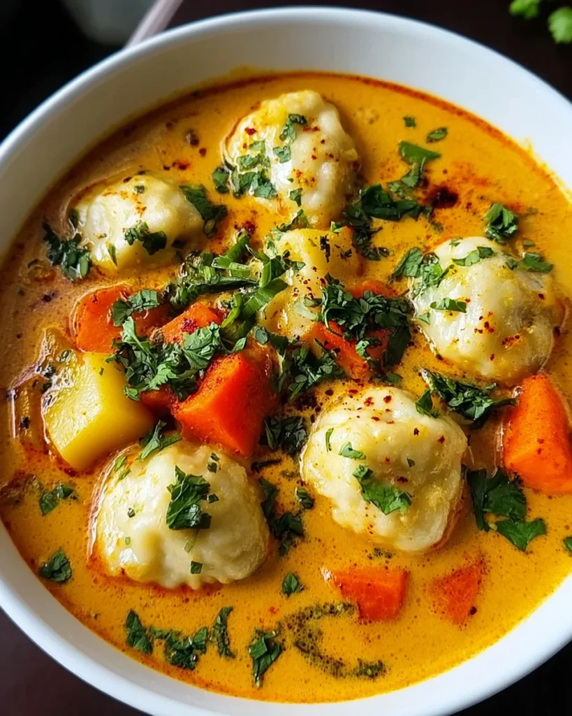 Coconut Curry Soup with Dumplings