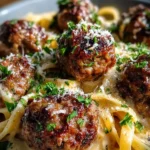 Garlic Butter Meatballs : Parmesan Linguine Delight