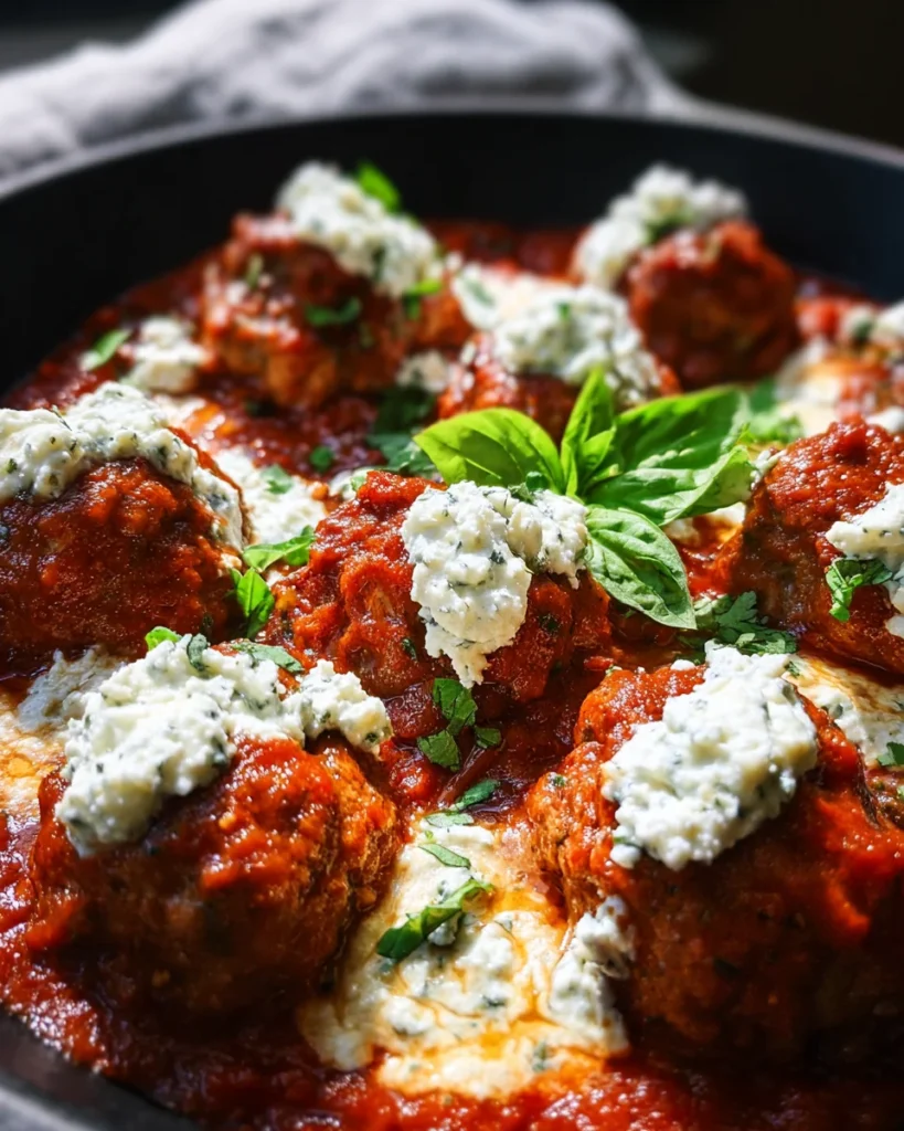Italian Chicken Meatballs with Herbed Ricotta