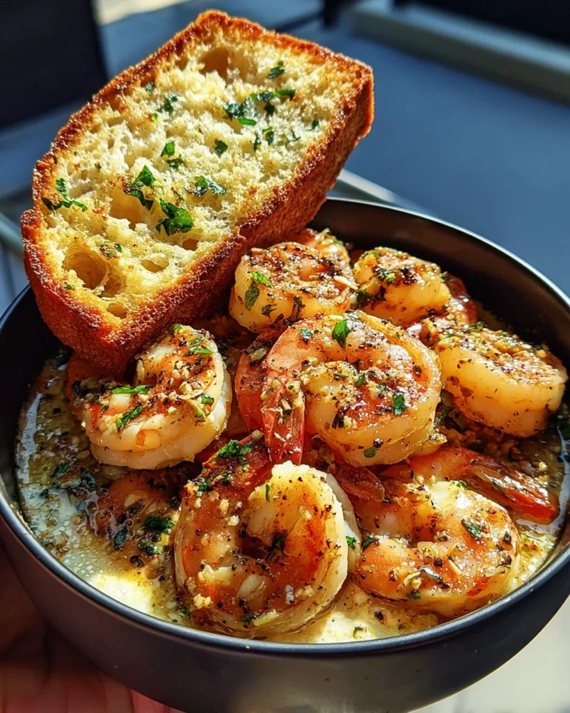 Shrimp Scampi Bowls with Garlic Bread