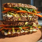 Spicy Harissa Carrot & Pistachio Sandwich: A Bold and Nutty Vegan Delight