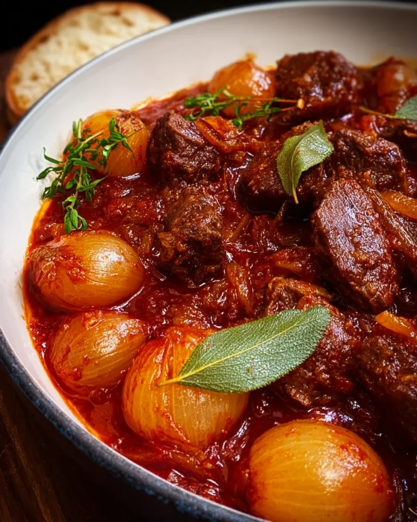 Stifado: Greek Beef Stew with Shallots