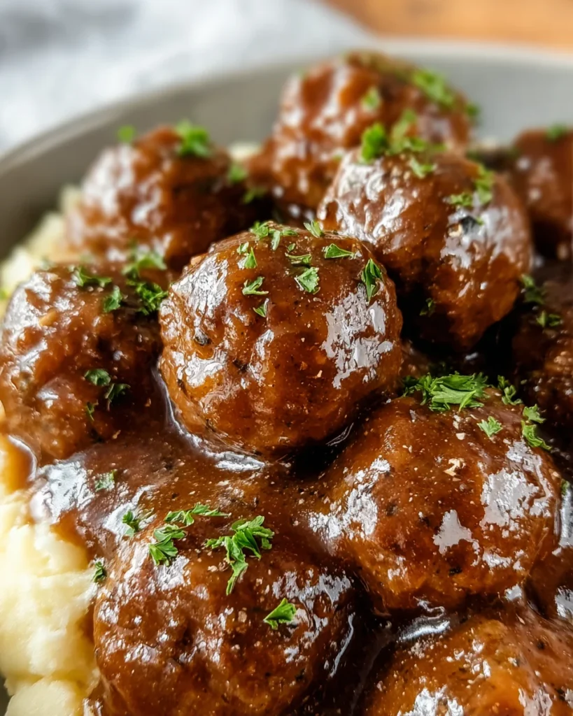 Tasty Slow Cooker Salisbury Steak Meatballs Recipe