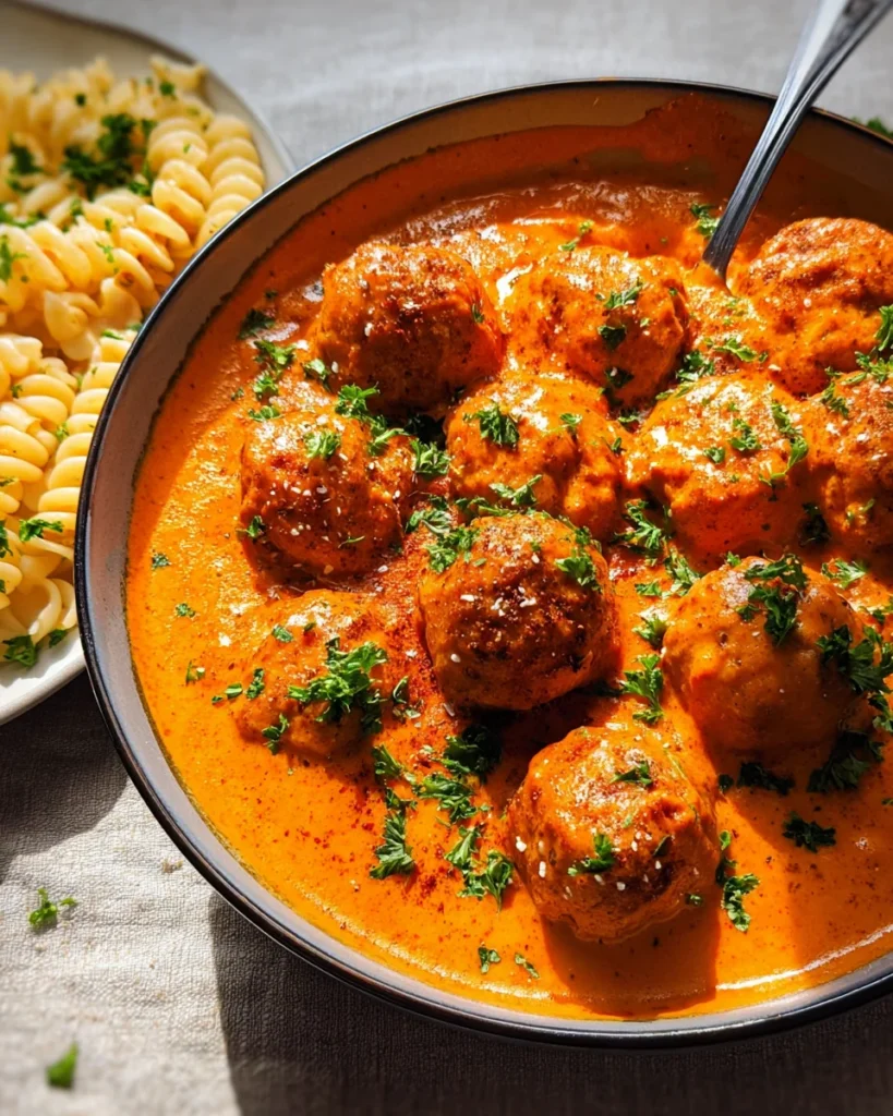 Tofubällchen in veganer Paprika-Rahmsauce