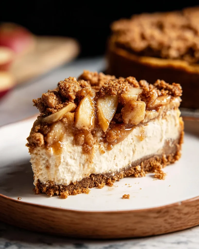 VEGAN APPLE CRUMBLE CHEESECAKE