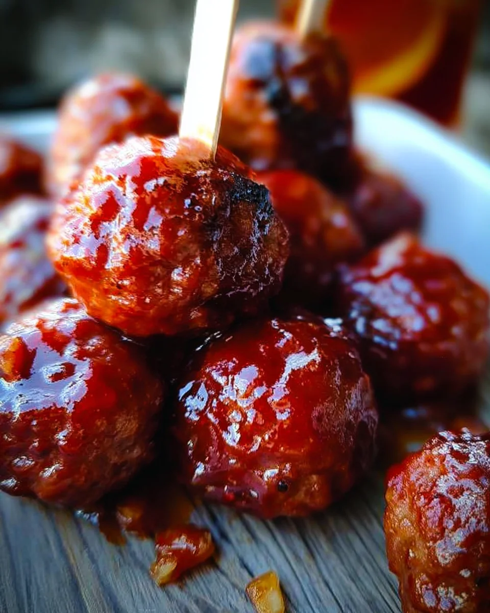 Whiskey Peach BBQ Meatballs