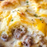 Biscuits and Gravy Casserole with Sausage and Eggs