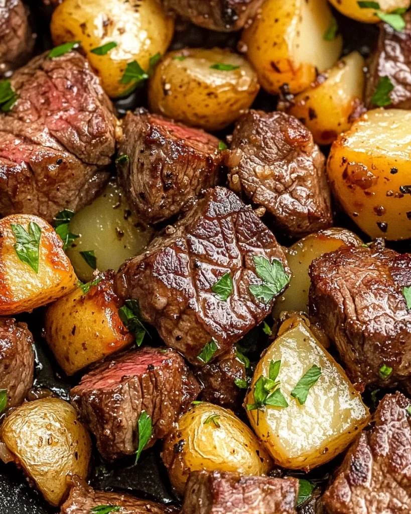 Garlic Butter Steak Bites and Potatoes