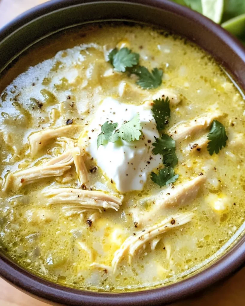 Green Chicken Enchilada Soup - Creamy and Cheesy!