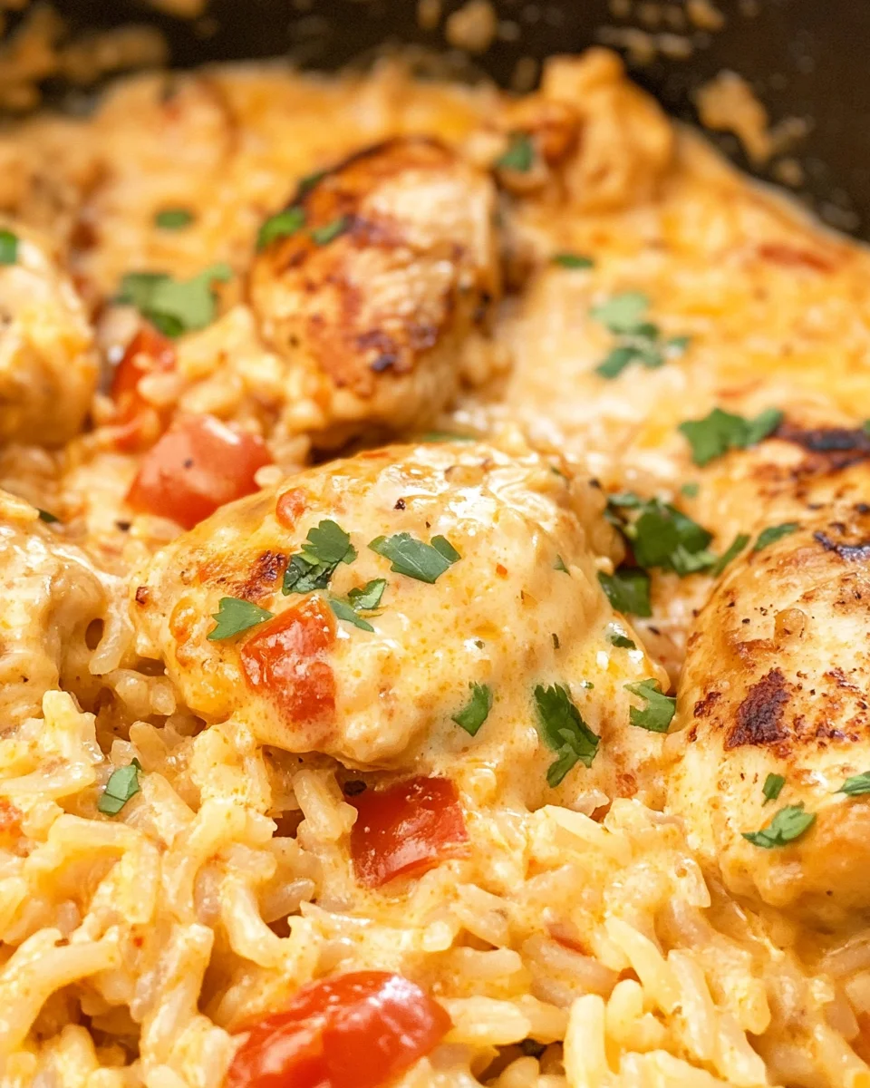 One Pot Queso Chicken and Rice