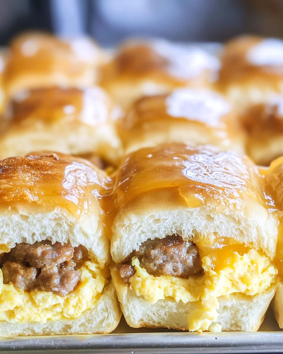 Sausage Egg and Cheese Breakfast Sliders with Syrup Glaze